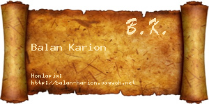 Balan Karion névjegykártya